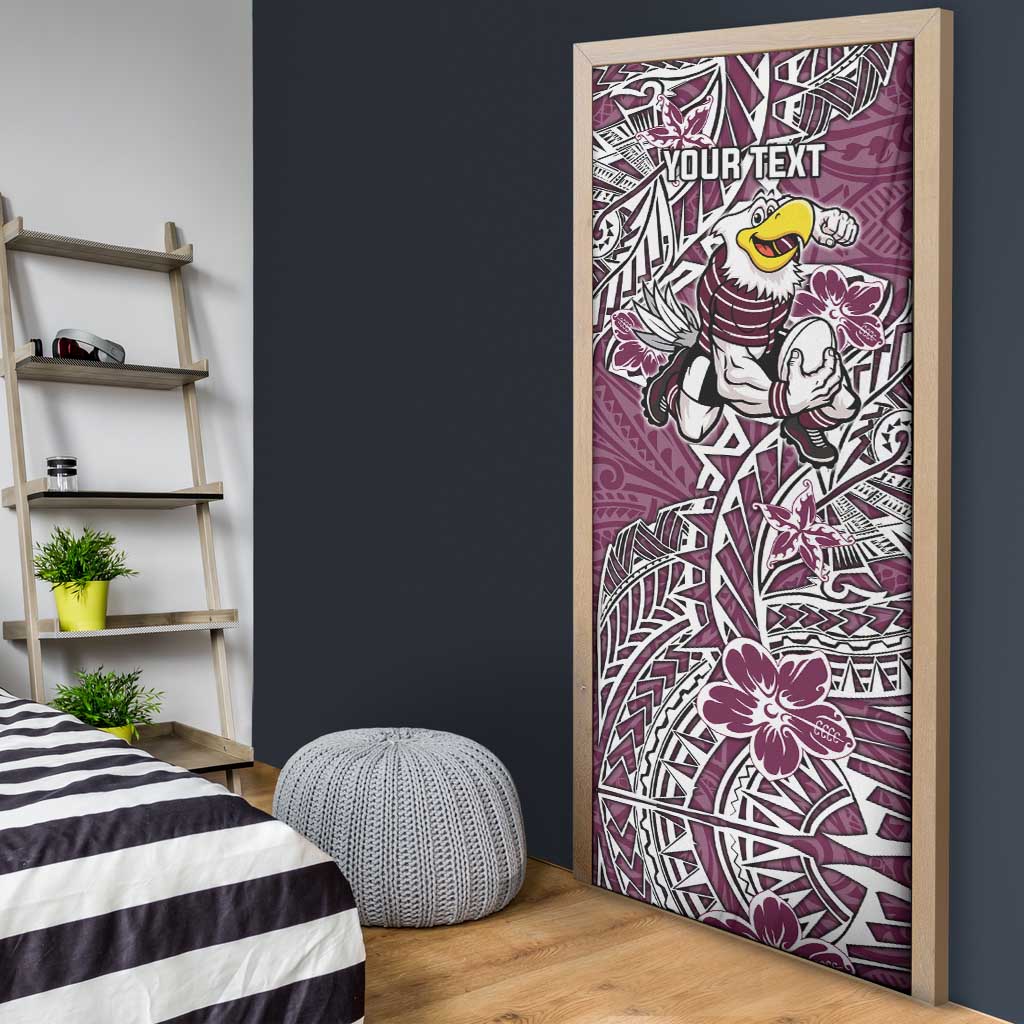 Personalised Manly Warringah Sea Eagles Door Cover Polynesian Tribal Pattern With Rugby Sea Eagle Mascot Art