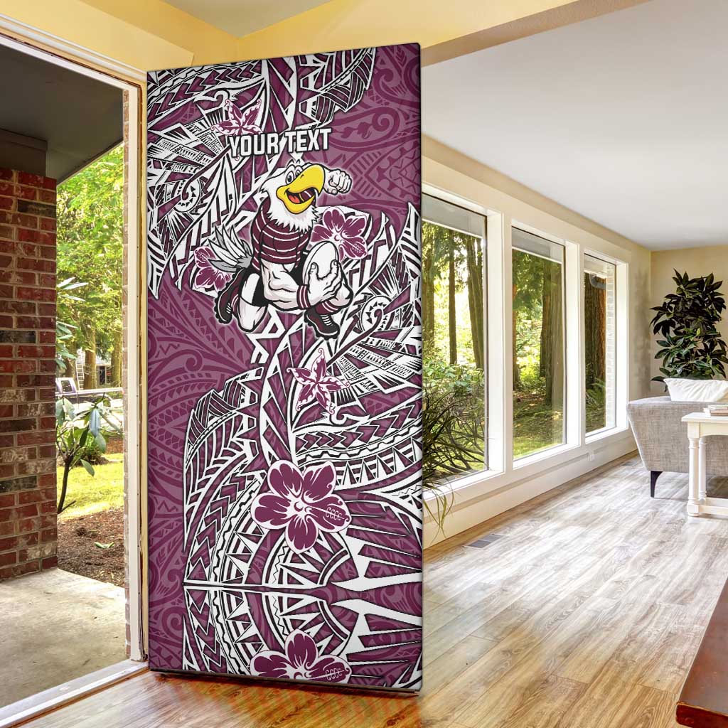 Personalised Manly Warringah Sea Eagles Door Cover Polynesian Tribal Pattern With Rugby Sea Eagle Mascot Art