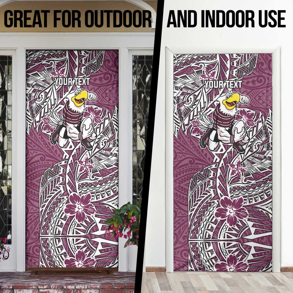 Personalised Manly Warringah Sea Eagles Door Cover Polynesian Tribal Pattern With Rugby Sea Eagle Mascot Art