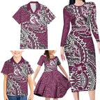 Personalised Manly Warringah Sea Eagles Family Matching Long Sleeve Bodycon Dress and Hawaiian Shirt Polynesian Tribal Pattern With Rugby Sea Eagle Mascot Art