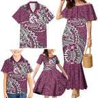 Personalised Manly Warringah Sea Eagles Family Matching Mermaid Dress and Hawaiian Shirt Polynesian Tribal Pattern With Rugby Sea Eagle Mascot Art