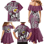 Personalised Manly Warringah Sea Eagles Family Matching Mermaid Dress and Hawaiian Shirt Polynesian Tribal Pattern With Rugby Sea Eagle Mascot Art