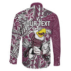 Personalised Manly Warringah Sea Eagles Family Matching Mermaid Dress and Hawaiian Shirt Polynesian Tribal Pattern With Rugby Sea Eagle Mascot Art