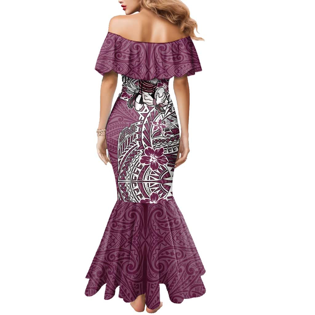 Personalised Manly Warringah Sea Eagles Family Matching Mermaid Dress and Hawaiian Shirt Polynesian Tribal Pattern With Rugby Sea Eagle Mascot Art