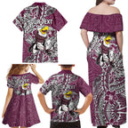 Personalised Manly Warringah Sea Eagles Family Matching Off Shoulder Maxi Dress and Hawaiian Shirt Polynesian Tribal Pattern With Rugby Sea Eagle Mascot Art