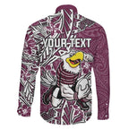 Personalised Manly Warringah Sea Eagles Family Matching Off Shoulder Maxi Dress and Hawaiian Shirt Polynesian Tribal Pattern With Rugby Sea Eagle Mascot Art