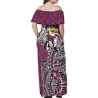 Personalised Manly Warringah Sea Eagles Family Matching Off Shoulder Maxi Dress and Hawaiian Shirt Polynesian Tribal Pattern With Rugby Sea Eagle Mascot Art