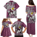 Personalised Manly Warringah Sea Eagles Family Matching Puletasi and Hawaiian Shirt Polynesian Tribal Pattern With Rugby Sea Eagle Mascot Art