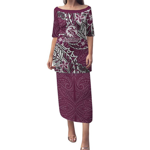 Personalised Manly Warringah Sea Eagles Family Matching Puletasi and Hawaiian Shirt Polynesian Tribal Pattern With Rugby Sea Eagle Mascot Art