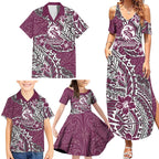Personalised Manly Warringah Sea Eagles Family Matching Summer Maxi Dress and Hawaiian Shirt Polynesian Tribal Pattern With Rugby Sea Eagle Mascot Art