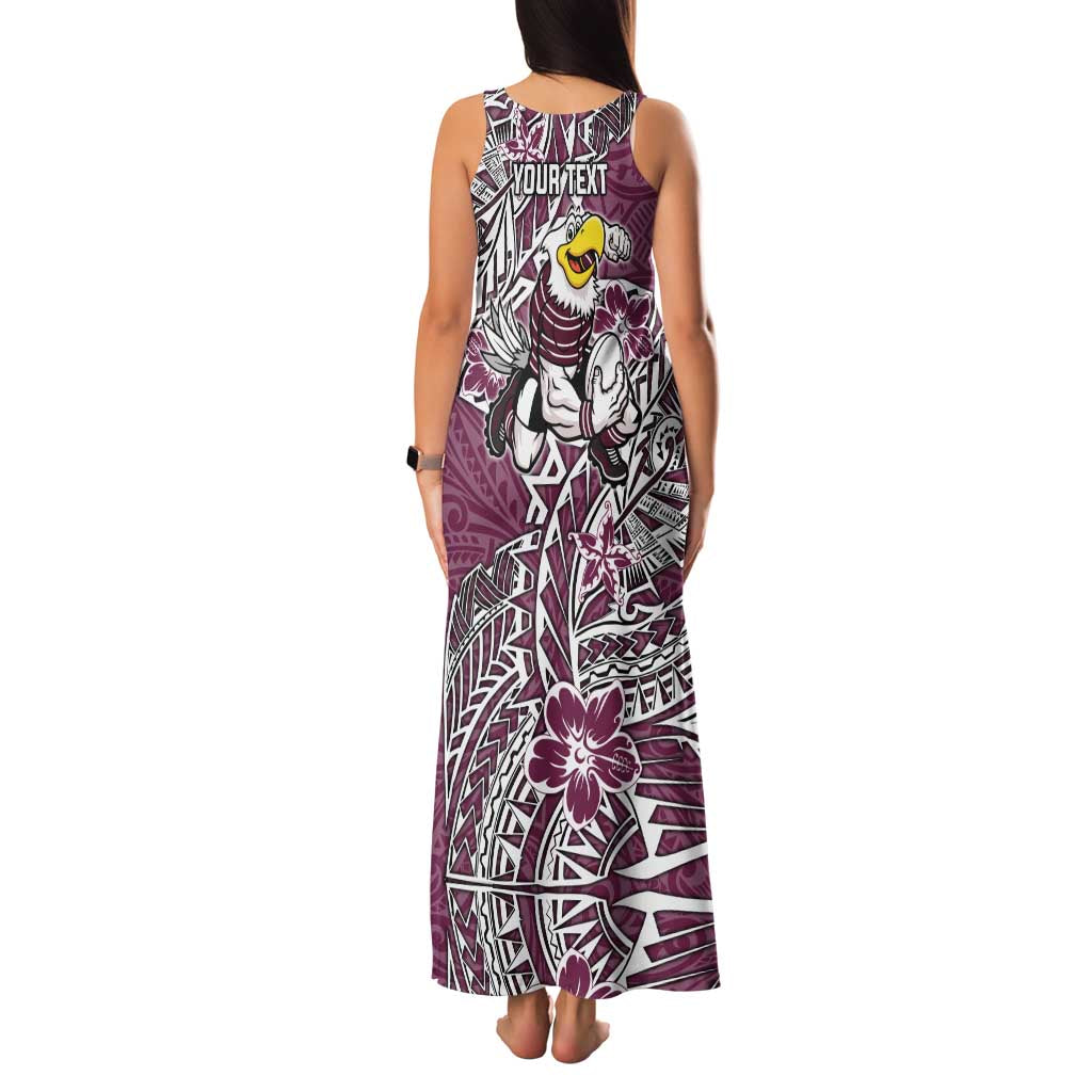 Personalised Manly Warringah Sea Eagles Family Matching Tank Maxi Dress and Hawaiian Shirt Polynesian Tribal Pattern With Rugby Sea Eagle Mascot Art