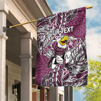 Personalised Manly Warringah Sea Eagles Garden Flag Polynesian Tribal Pattern With Rugby Sea Eagle Mascot Art