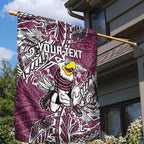 Personalised Manly Warringah Sea Eagles Garden Flag Polynesian Tribal Pattern With Rugby Sea Eagle Mascot Art