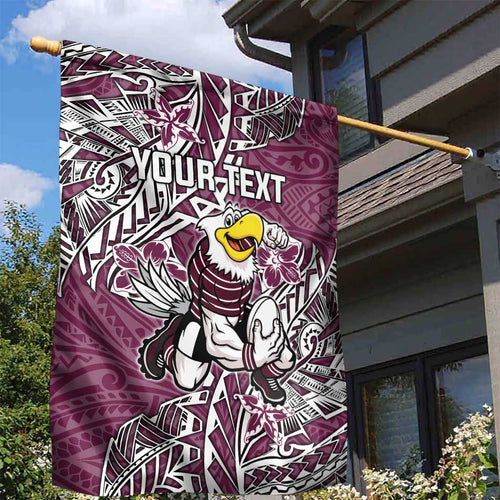 Personalised Manly Warringah Sea Eagles Garden Flag Polynesian Tribal Pattern With Rugby Sea Eagle Mascot Art