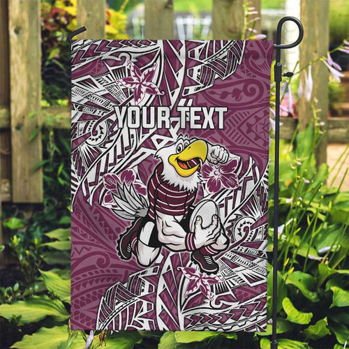 Personalised Manly Warringah Sea Eagles Garden Flag Polynesian Tribal Pattern With Rugby Sea Eagle Mascot Art