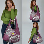 Personalised Manly Warringah Sea Eagles Grocery Bag Polynesian Tribal Pattern With Rugby Sea Eagle Mascot Art