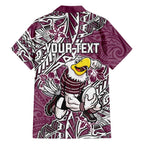 Personalised Manly Warringah Sea Eagles Hawaiian Shirt Polynesian Tribal Pattern With Rugby Sea Eagle Mascot Art