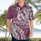 Personalised Manly Warringah Sea Eagles Hawaiian Shirt Polynesian Tribal Pattern With Rugby Sea Eagle Mascot Art