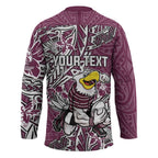 Personalised Manly Warringah Sea Eagles Hockey Jersey Polynesian Tribal Pattern With Rugby Sea Eagle Mascot Art