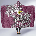 Personalised Manly Warringah Sea Eagles Hooded Blanket Polynesian Tribal Pattern With Rugby Sea Eagle Mascot Art