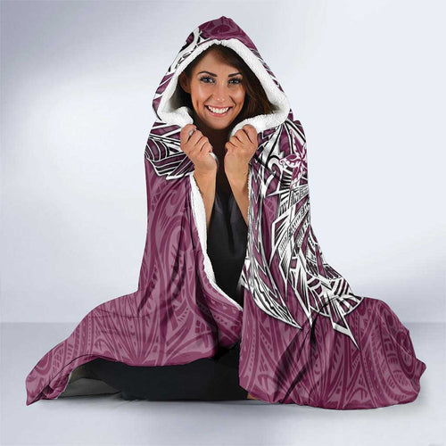 Personalised Manly Warringah Sea Eagles Hooded Blanket Polynesian Tribal Pattern With Rugby Sea Eagle Mascot Art