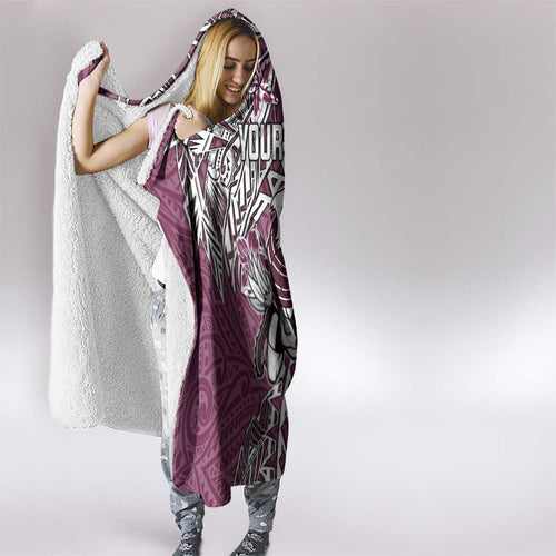 Personalised Manly Warringah Sea Eagles Hooded Blanket Polynesian Tribal Pattern With Rugby Sea Eagle Mascot Art