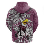 Personalised Manly Warringah Sea Eagles Hoodie Polynesian Tribal Pattern With Rugby Sea Eagle Mascot Art