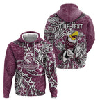 Personalised Manly Warringah Sea Eagles Hoodie Polynesian Tribal Pattern With Rugby Sea Eagle Mascot Art
