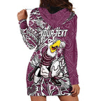 Personalised Manly Warringah Sea Eagles Hoodie Dress Polynesian Tribal Pattern With Rugby Sea Eagle Mascot Art