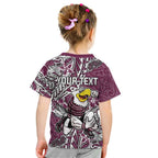 Personalised Manly Warringah Sea Eagles Kid T Shirt Polynesian Tribal Pattern With Rugby Sea Eagle Mascot Art