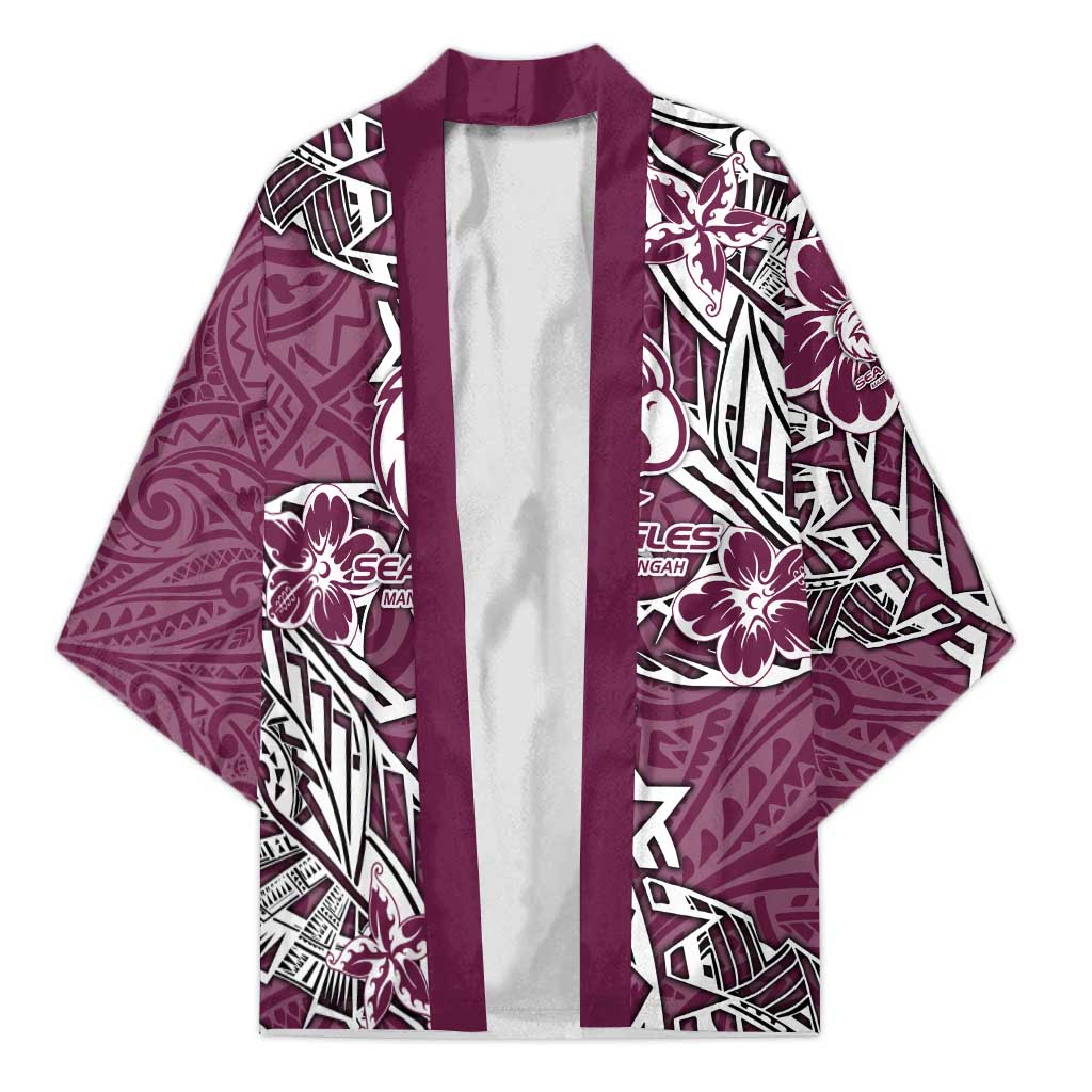 Personalised Manly Warringah Sea Eagles Kimono Polynesian Tribal Pattern With Rugby Sea Eagle Mascot Art