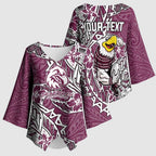 Personalised Manly Warringah Sea Eagles Kimono Sleeve Blouse Polynesian Tribal Pattern With Rugby Sea Eagle Mascot Art