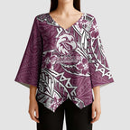 Personalised Manly Warringah Sea Eagles Kimono Sleeve Blouse Polynesian Tribal Pattern With Rugby Sea Eagle Mascot Art