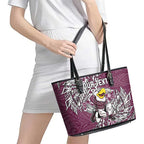 Personalised Manly Warringah Sea Eagles Leather Tote Bag Polynesian Tribal Pattern With Rugby Sea Eagle Mascot Art