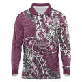 Personalised Manly Warringah Sea Eagles Long Sleeve Polo Shirt Polynesian Tribal Pattern With Rugby Sea Eagle Mascot Art