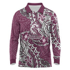 Personalised Manly Warringah Sea Eagles Long Sleeve Polo Shirt Polynesian Tribal Pattern With Rugby Sea Eagle Mascot Art