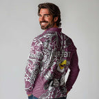 Personalised Manly Warringah Sea Eagles Long Sleeve Polo Shirt Polynesian Tribal Pattern With Rugby Sea Eagle Mascot Art