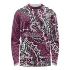 Personalised Manly Warringah Sea Eagles Long Sleeve Shirt Polynesian Tribal Pattern With Rugby Sea Eagle Mascot Art