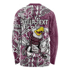 Personalised Manly Warringah Sea Eagles Long Sleeve Shirt Polynesian Tribal Pattern With Rugby Sea Eagle Mascot Art