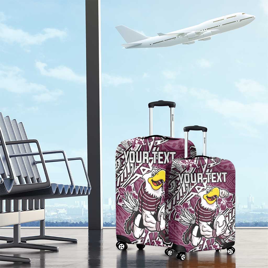 Personalised Manly Warringah Sea Eagles Luggage Cover Polynesian Tribal Pattern With Rugby Sea Eagle Mascot Art