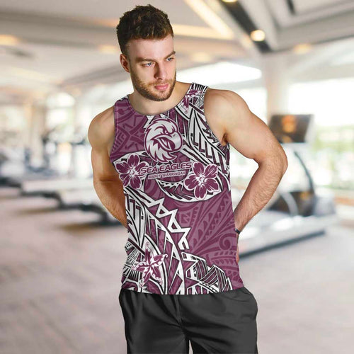 Personalised Manly Warringah Sea Eagles Men Tank Top Polynesian Tribal Pattern With Rugby Sea Eagle Mascot Art