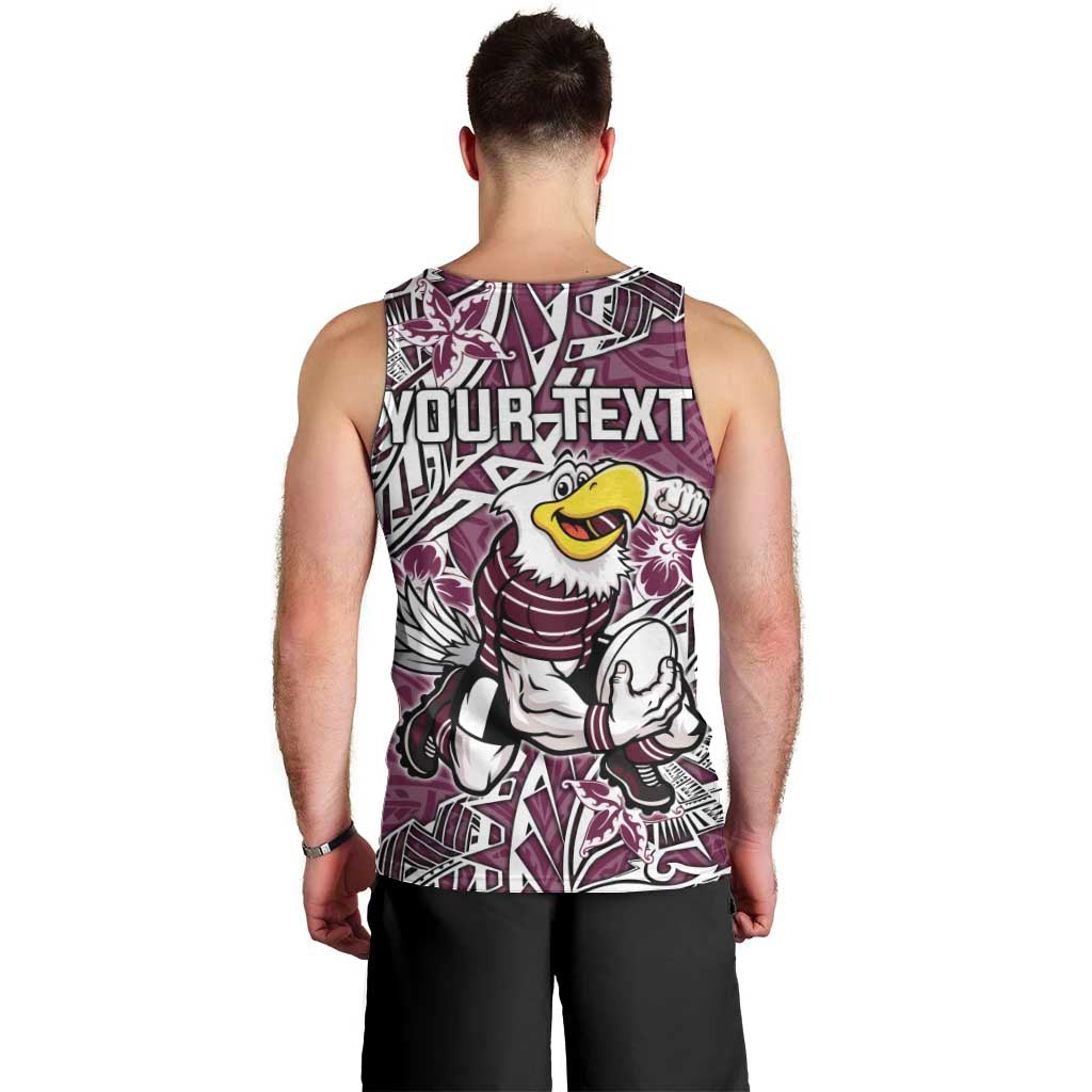 Personalised Manly Warringah Sea Eagles Men Tank Top Polynesian Tribal Pattern With Rugby Sea Eagle Mascot Art