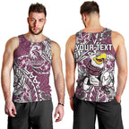 Personalised Manly Warringah Sea Eagles Men Tank Top Polynesian Tribal Pattern With Rugby Sea Eagle Mascot Art
