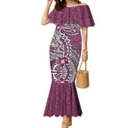 Personalised Manly Warringah Sea Eagles Mermaid Dress Polynesian Tribal Pattern With Rugby Sea Eagle Mascot Art