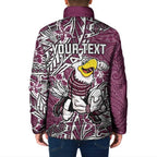 Personalised Manly Warringah Sea Eagles Padded Jacket Polynesian Tribal Pattern With Rugby Sea Eagle Mascot Art