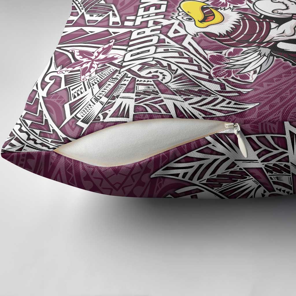 Personalised Manly Warringah Sea Eagles Pillow Cover Polynesian Tribal Pattern With Rugby Sea Eagle Mascot Art