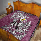 Personalised Manly Warringah Sea Eagles Quilt Polynesian Tribal Pattern With Rugby Sea Eagle Mascot Art