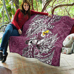 Personalised Manly Warringah Sea Eagles Quilt Polynesian Tribal Pattern With Rugby Sea Eagle Mascot Art