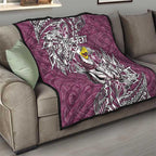 Personalised Manly Warringah Sea Eagles Quilt Polynesian Tribal Pattern With Rugby Sea Eagle Mascot Art