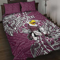 Personalised Manly Warringah Sea Eagles Quilt Bed Set Polynesian Tribal Pattern With Rugby Sea Eagle Mascot Art